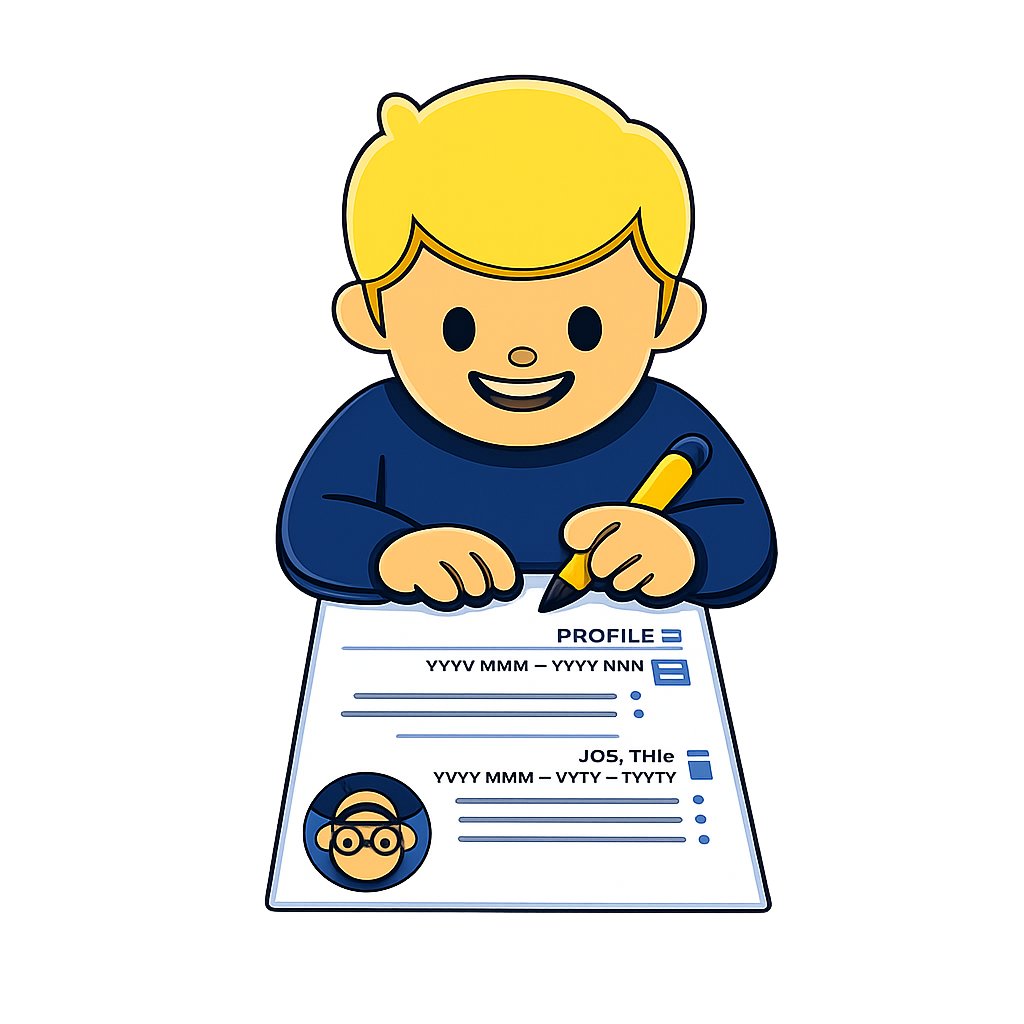 Person writing CV